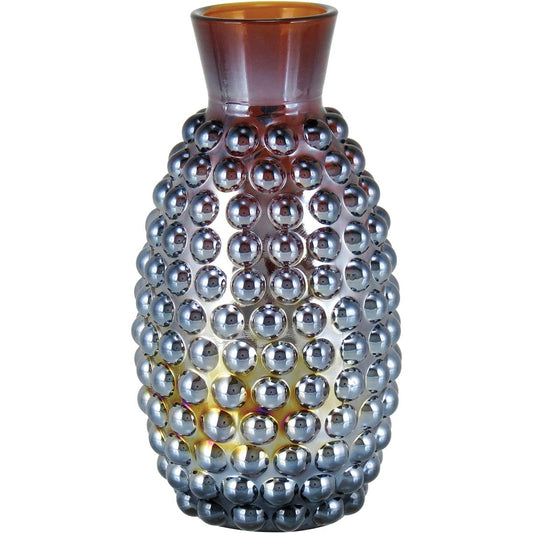 Vaso de Vidro Lustrado Marrom Maou 14x8x8cm para Decoração