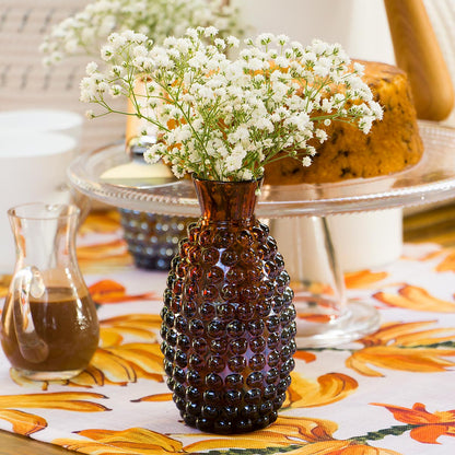 Vaso de Vidro Lustrado Marrom Maou 14x8x8cm para Decoração