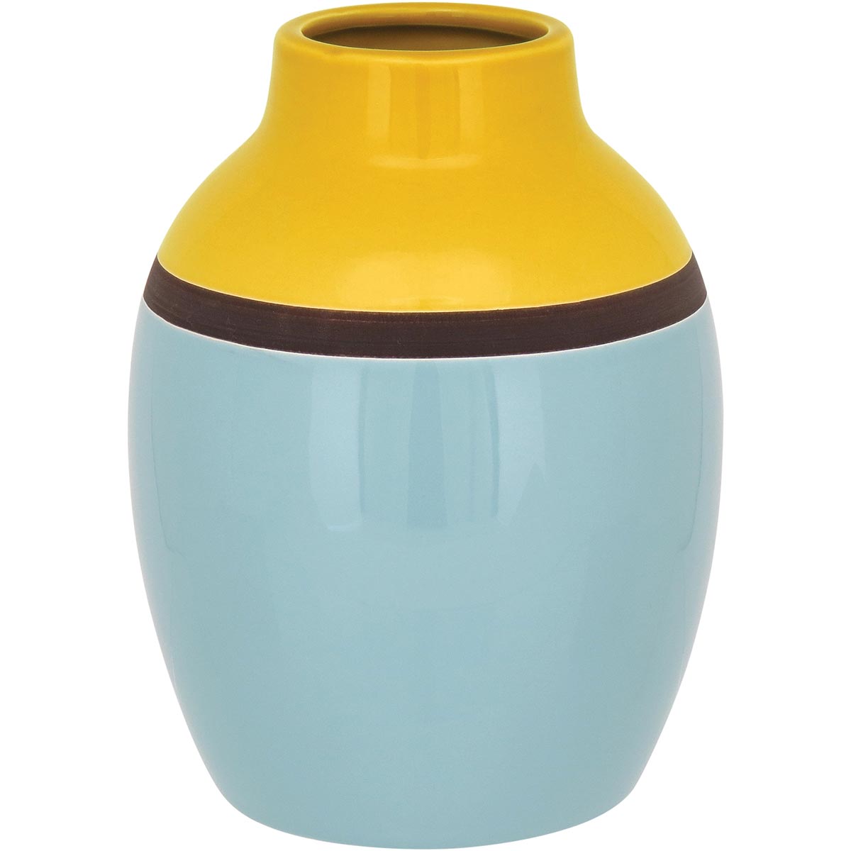 Vaso Cerâmica Azul Johnny 21x15cm para Decoração e Arranjos Florais