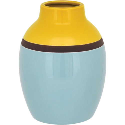 Vaso Cerâmica Azul Johnny 21x15cm para Decoração e Arranjos Florais