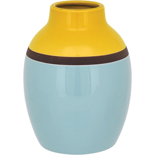 Vaso Cerâmica Azul Johnny 21x15cm para Decoração e Arranjos Florais