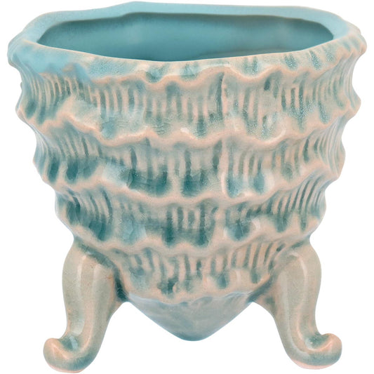 Cachepô Cerâmico Azul Home&Co Fergie com Pé 9x9x9cm