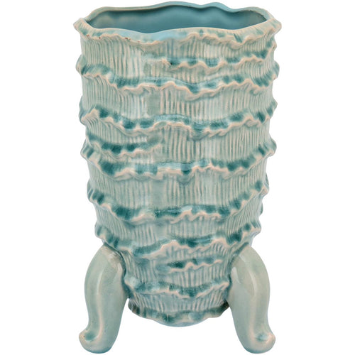 Vaso Decorativo Home&Co Fergie Cerâmica Azul 28x17x17cm com Pé