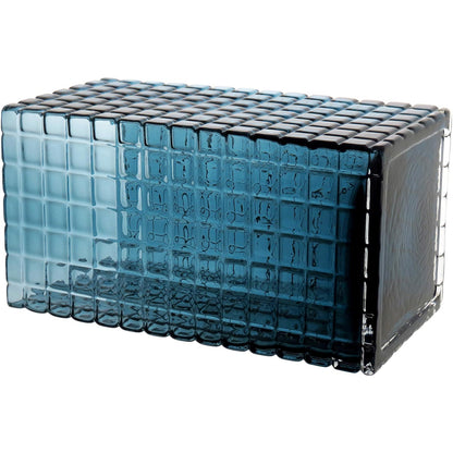 Vaso de Vidro Azul Kalil 24x13cm para Decoração de Ambientes