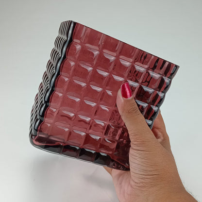 Vaso Decorativo Kalil em Vidro Vermelho 13x13cm - Elegância e Sofisticação