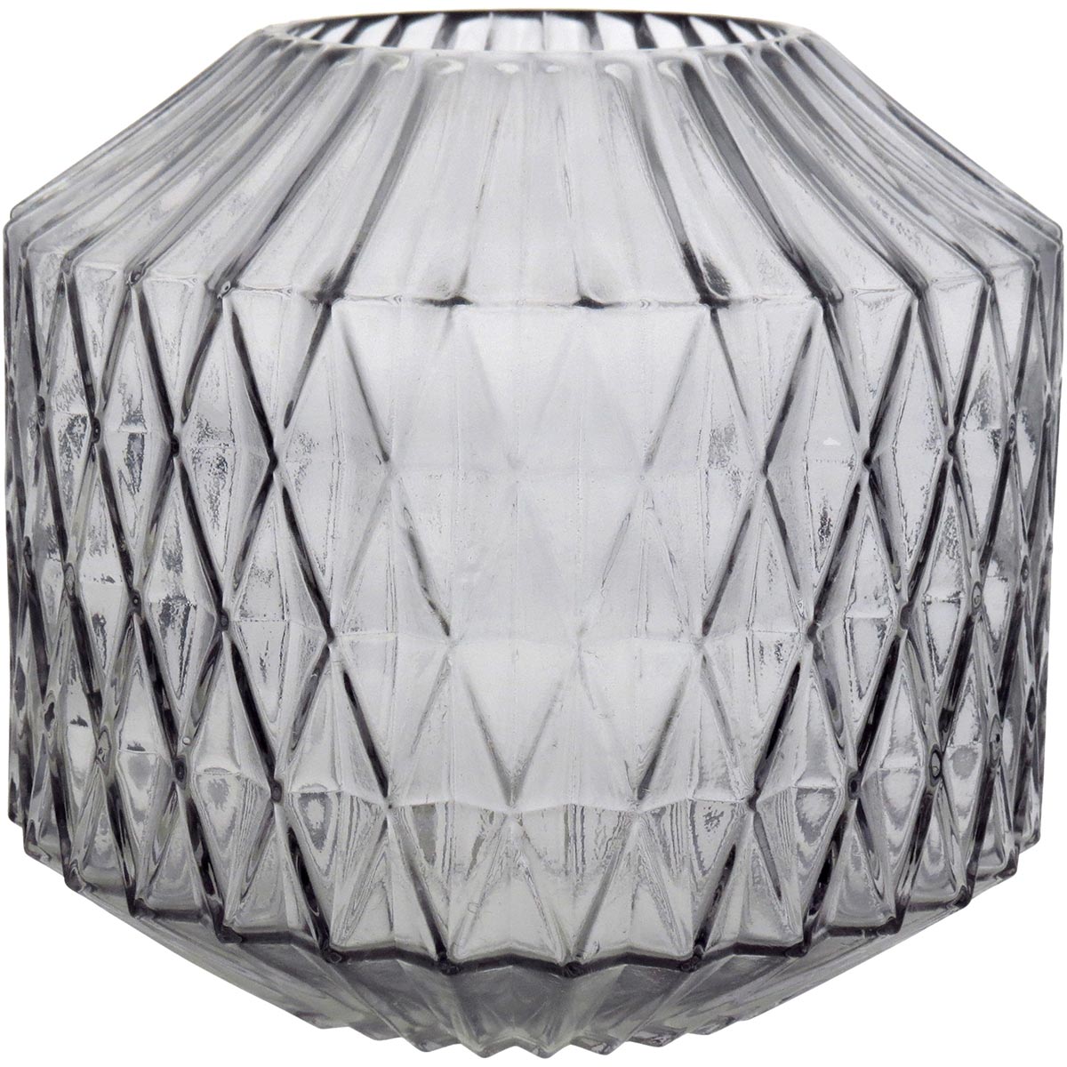 Vaso Canoe Vidro Cinza 20x22cm para Decoração de Ambientes