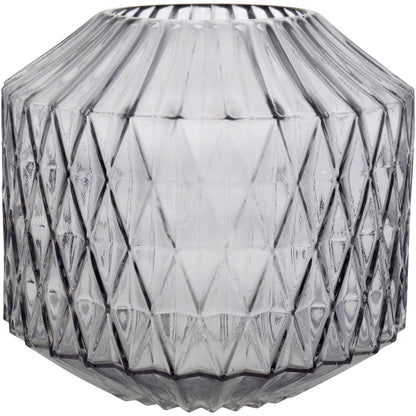 Vaso Canoe Vidro Cinza 20x22cm para Decoração de Ambientes