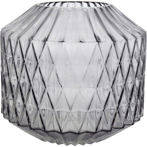 Vaso Canoe Vidro Cinza 20x22cm para Decoração de Ambientes