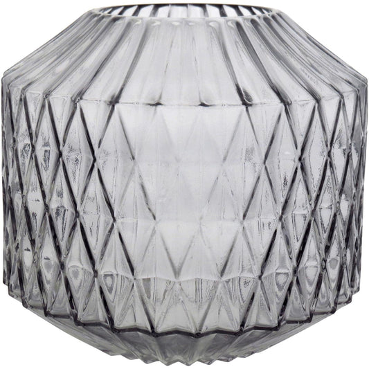 Vaso Canoe Vidro Cinza 20x22cm para Decoração de Ambientes