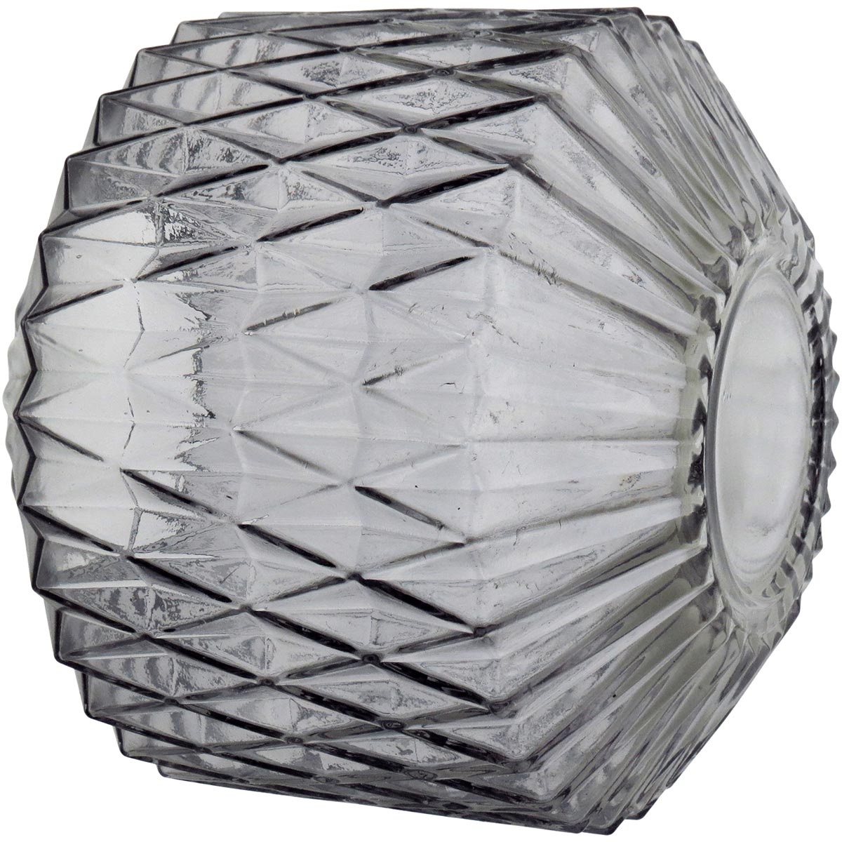 Vaso Canoe Vidro Cinza 20x22cm para Decoração de Ambientes