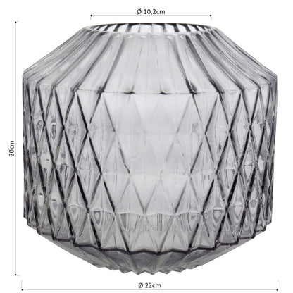 Vaso Canoe Vidro Cinza 20x22cm para Decoração de Ambientes