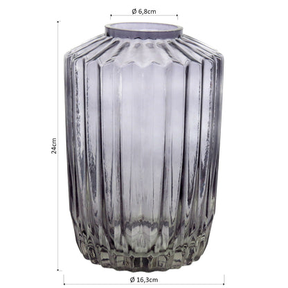 Vaso de Vidro Canoe Cinza 24x16x16cm para Decoração Elegante