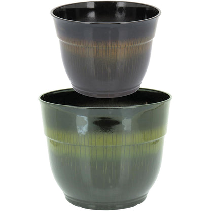 Cachepô Antique 2 Peças Plástico Preto para Plantas Decorativas