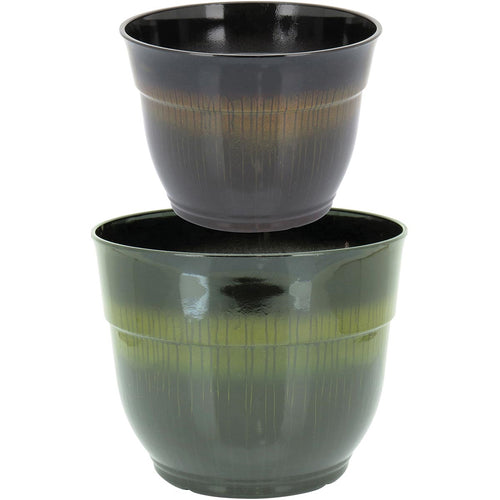 Cachepô Antique 2 Peças Plástico Preto para Plantas Decorativas