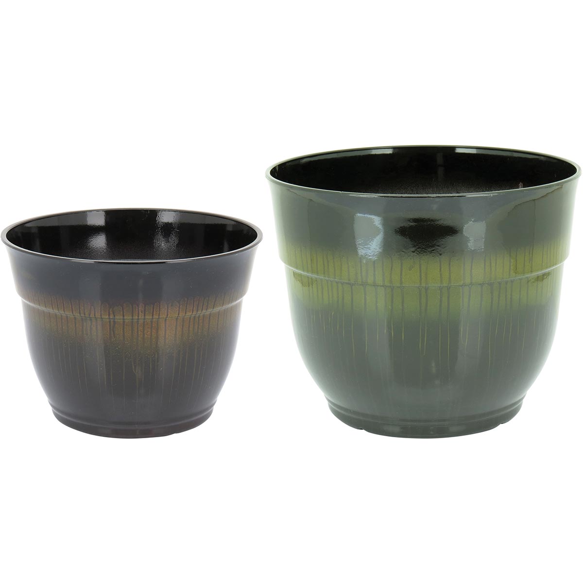 Cachepô Antique 2 Peças Plástico Preto para Plantas Decorativas