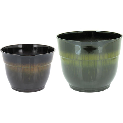 Cachepô Antique 2 Peças Plástico Preto para Plantas Decorativas