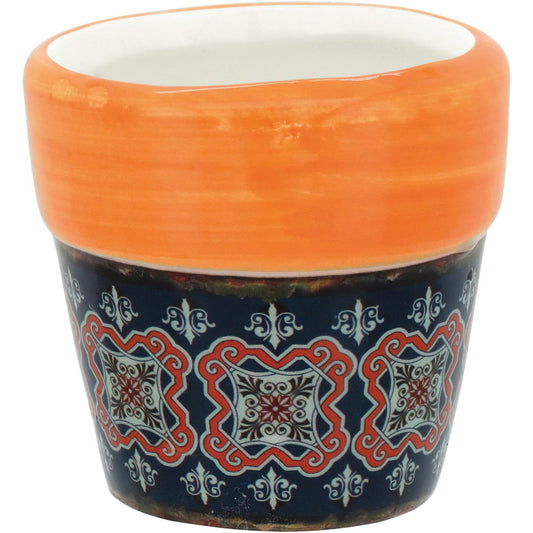 Cachepô Cerâmica Laranja 6x6cm Carriche para Plantas Decorativas