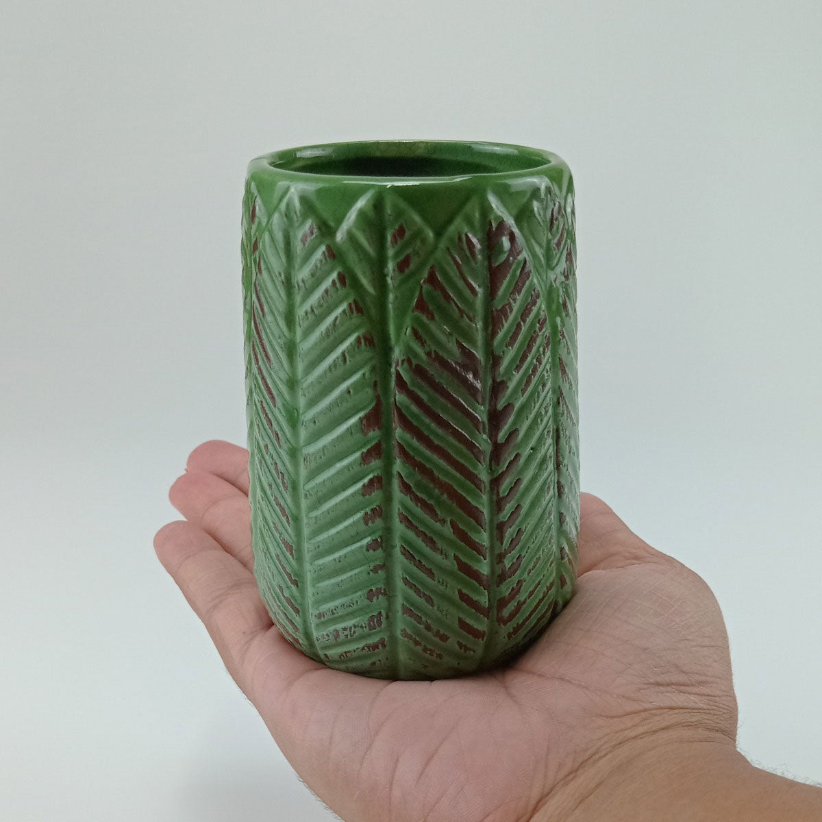 Vaso Decorativo Cerâmica Verde Crispin 9,8x6,1cm para Flores