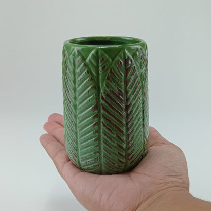 Vaso Decorativo Cerâmica Verde Crispin 9,8x6,1cm para Flores