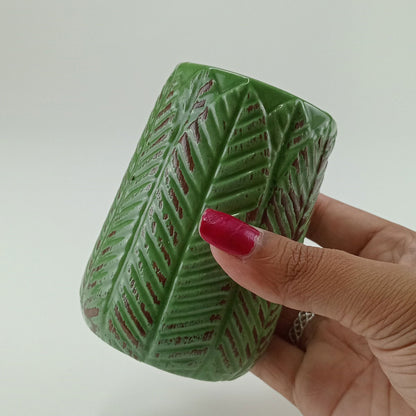 Vaso Decorativo Cerâmica Verde Crispin 9,8x6,1cm para Flores