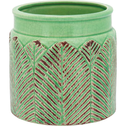 Vaso Decorativo Cerâmica Verde Crispin 14x14cm para Flores