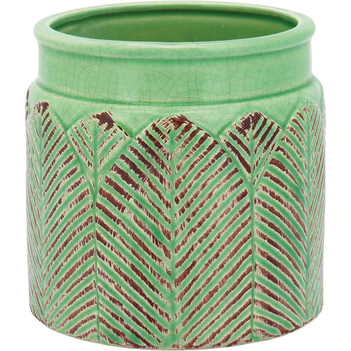 Vaso Decorativo Cerâmica Verde Crispin 14x14cm para Flores
