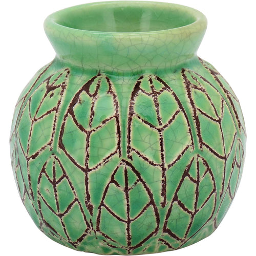 Vaso Cerâmico Verde Crispin 8x8cm - Decoração Elegante para Arranjos