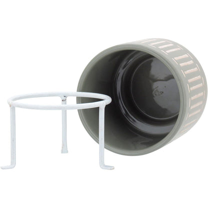 Cachepô de Cerâmica Cinza Bernan 20x14cm com Suporte para Plantas