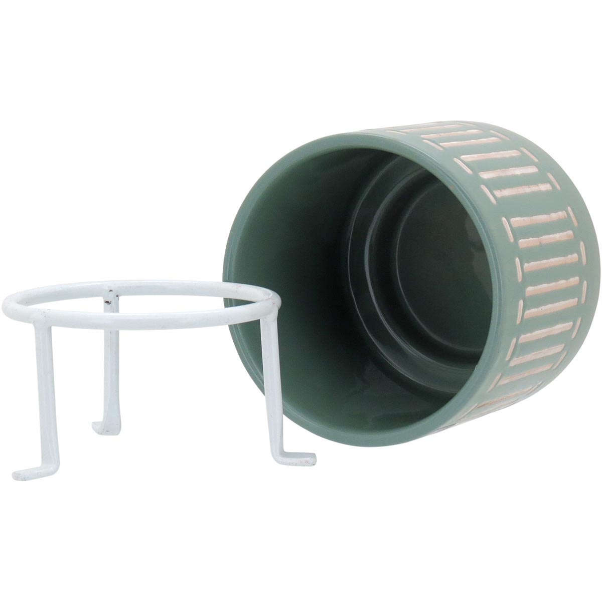 Cachepô Cerâmico Verde Bernan 16x12cm com Suporte para Plantas