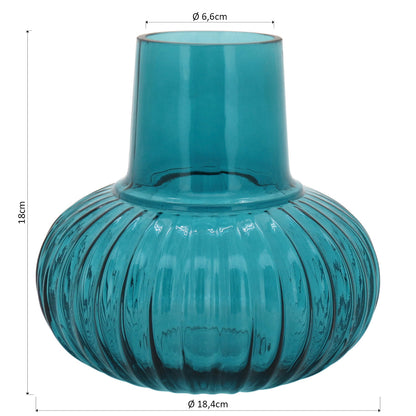 Vaso Wave Vidro 18x18x18cm Azul