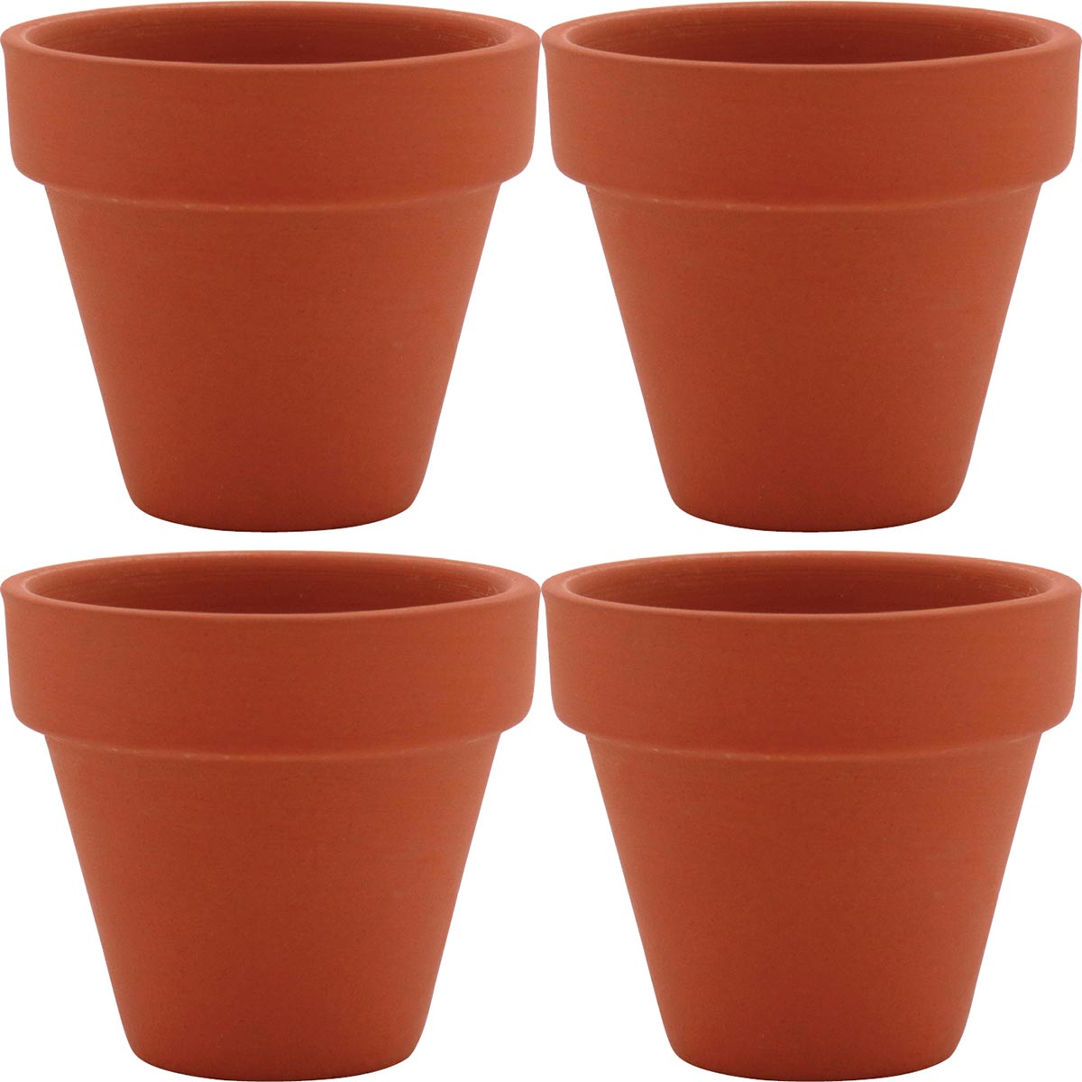 Conjunto de 4 Cachepôs em Terracota Natural - Toque Verde Decorativo