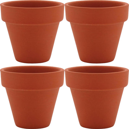 Conjunto de 4 Cachepôs em Terracota Natural - Toque Verde Decorativo