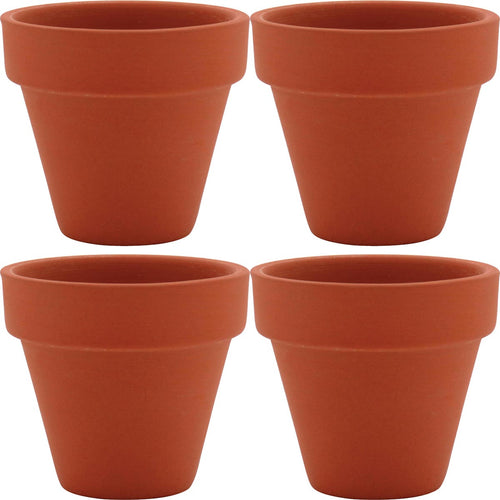 Conjunto de 4 Cachepôs em Terracota Natural - Toque Verde Decorativo