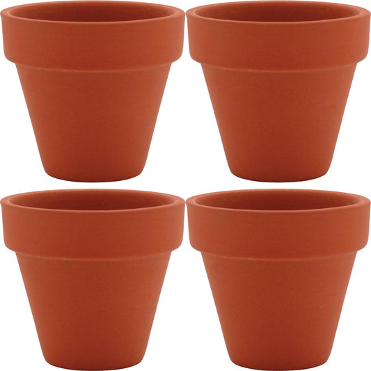 Conjunto de 4 Cachepôs em Terracota Natural - Toque Verde Decorativo