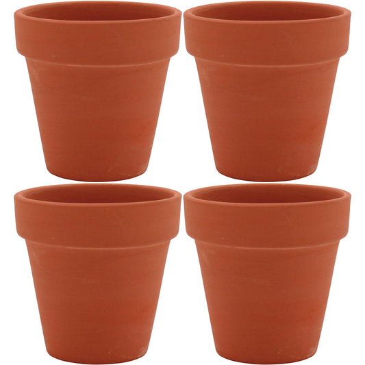Cachepô Terracota Natural 4 Peças - Jogo de Plantas Elegante