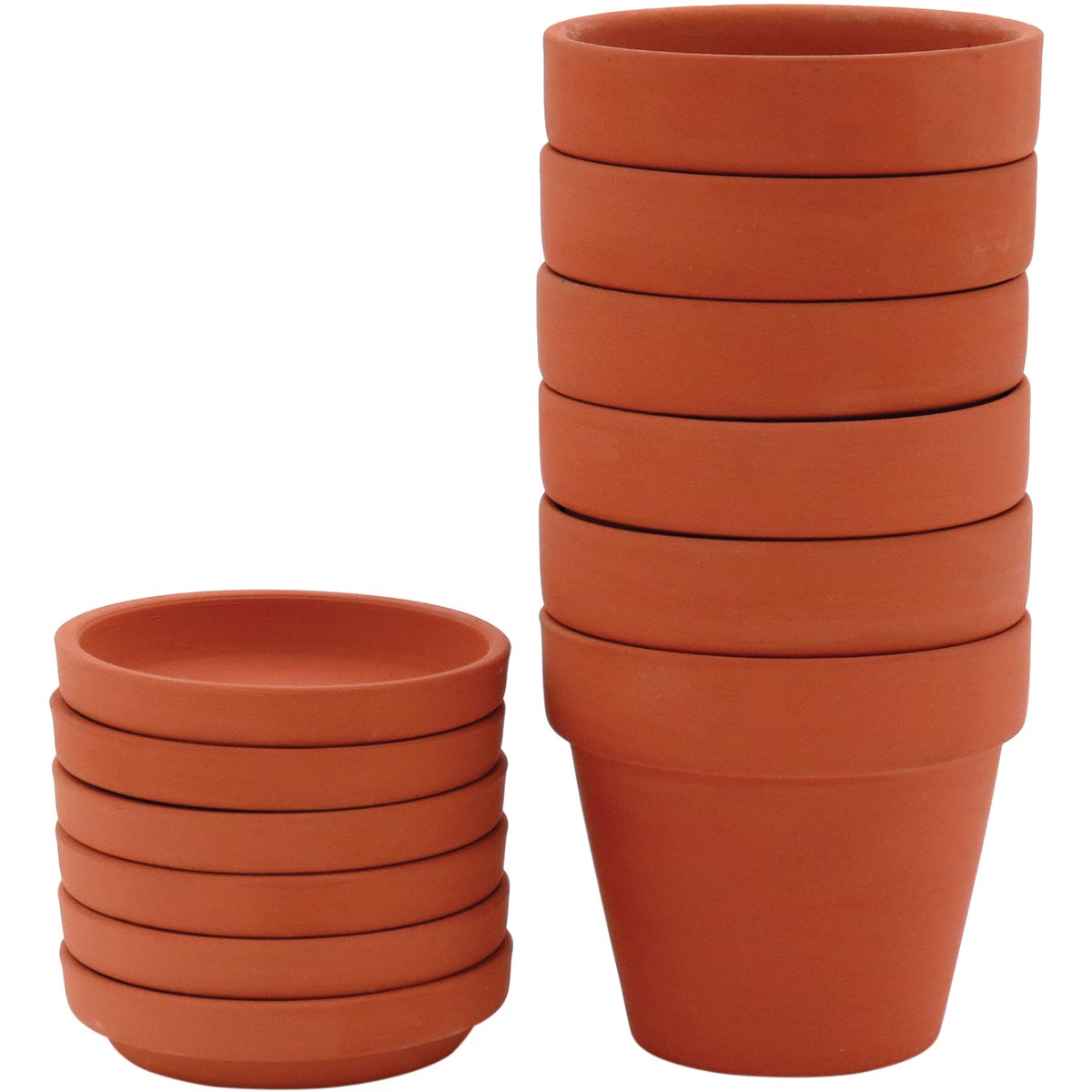 Cachepô Clay Terracota 8x8cm - Conjunto 6 Peças Natural com Prato