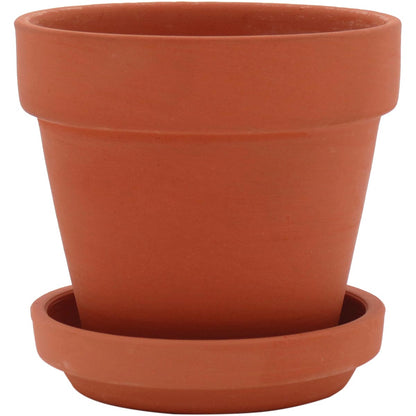 Cachepô Clay Terracota 8x8cm - Conjunto 6 Peças Natural com Prato