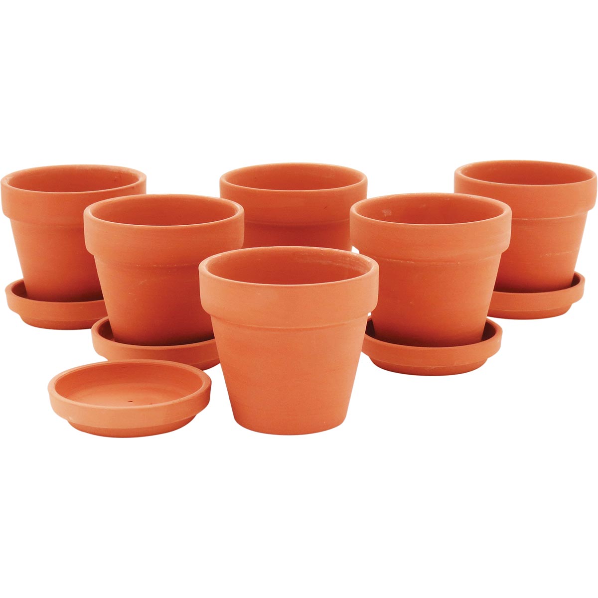 Cachepô Clay Terracota 8x8cm - Conjunto 6 Peças Natural com Prato