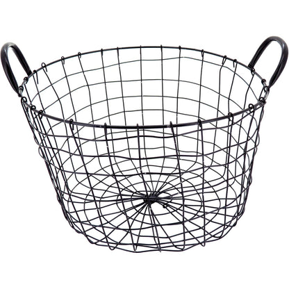 Conjunto de Cestas Decorativas Redondas Metal Preto 3 Peças