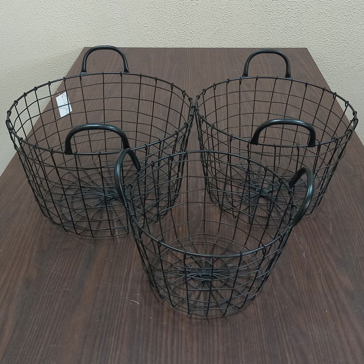 Conjunto de Cestas Decorativas Redondas Metal Preto 3 Peças