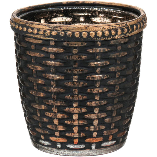 Castiçal de Metal Bronze Temple 8x8cm - Elegante para Decoração