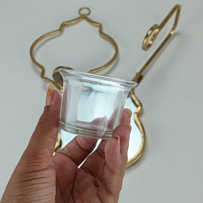 Castiçal Pendente Dourado Sídon Metal 39x18x13cm Decorativo