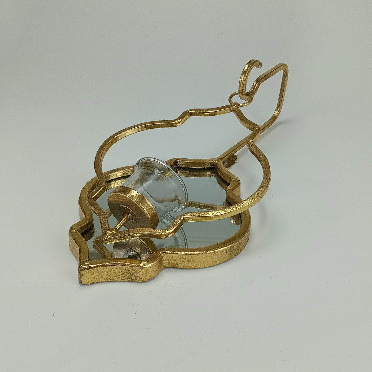 Castiçal Pendente Dourado Sídon Metal 39x18x13cm Decorativo