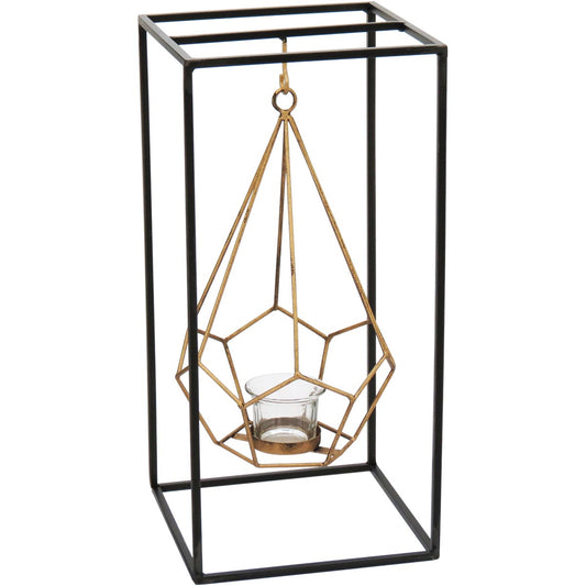 Castiçal Sídon Metal Preto 39x19cm - Suporte para Velas Elegante