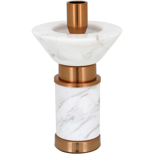 Castiçal de Mármore Fête 20cm Cobre para Decoração Elegante
