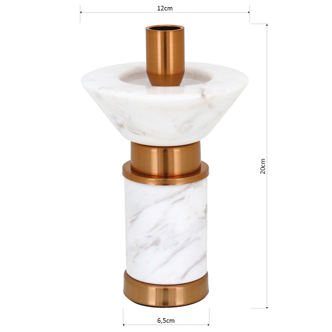 Castiçal de Mármore Fête 20cm Cobre para Decoração Elegante