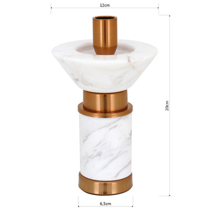Castiçal de Mármore Fête 20cm Cobre para Decoração Elegante