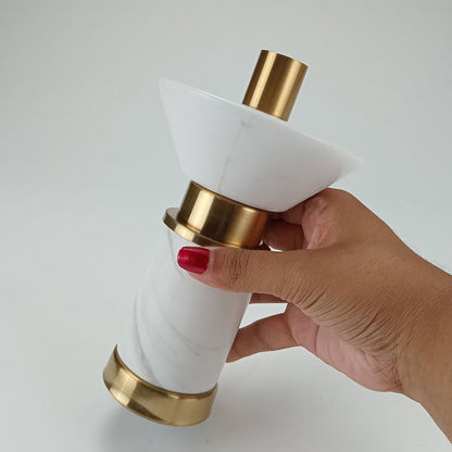 Castiçal de Mármore Fête 20cm Cobre para Decoração Elegante