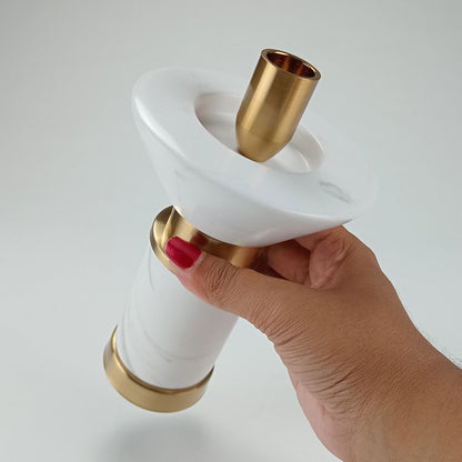 Castiçal de Mármore Fête 20cm Cobre para Decoração Elegante