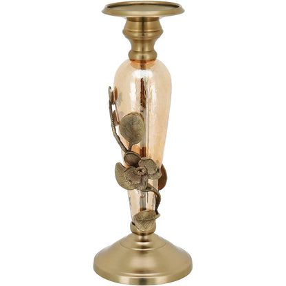 Castiçal Porta Velas Dourado Home&Co Sanctur Metal 31,5cm Lustrado